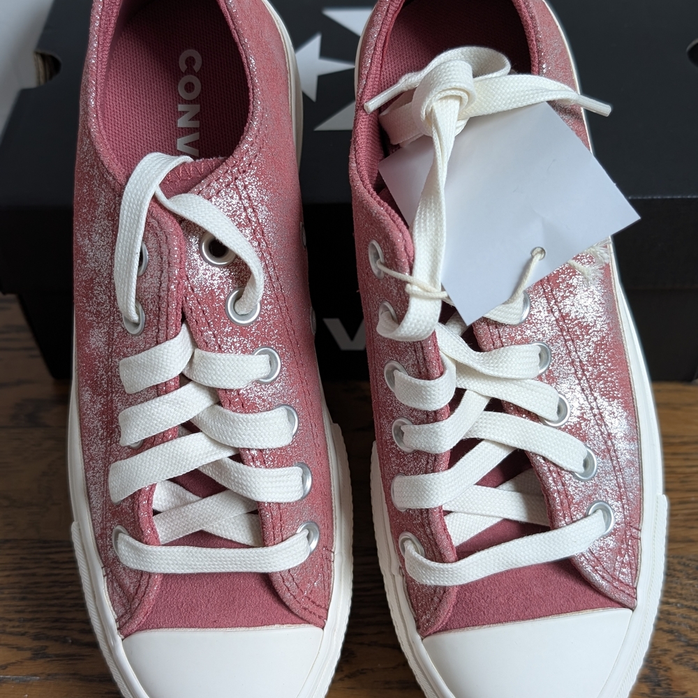 NWT Converse Chuck Taylor All Star Lift Ox Platform Rose Gold Metallic 6.5W - Picture 3 of 11